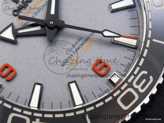 0415 Comfortable Planet Ocean 43.5mm SS VSF 1:1 Best Edition Black Orange Bezel Gray Dial on Nylon Strap A8900 Super Clone V 7730